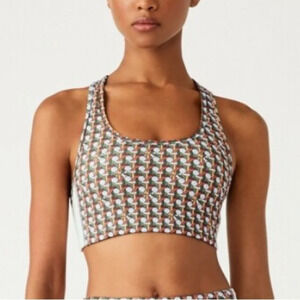 Tori Burch sport printed side stripe Racerback bra